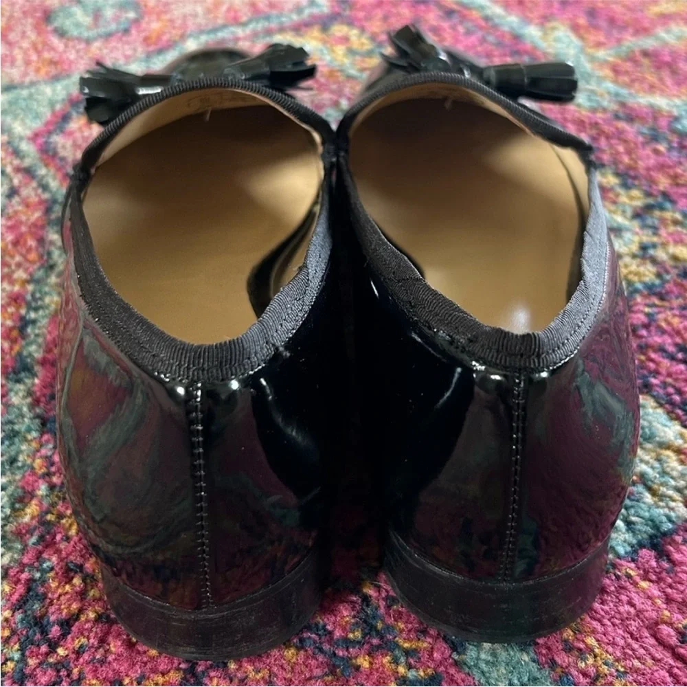 Zara | Women’s Elegant Black Patent Tassel Loafers Low Heel, Euro Size 38 US 7.5